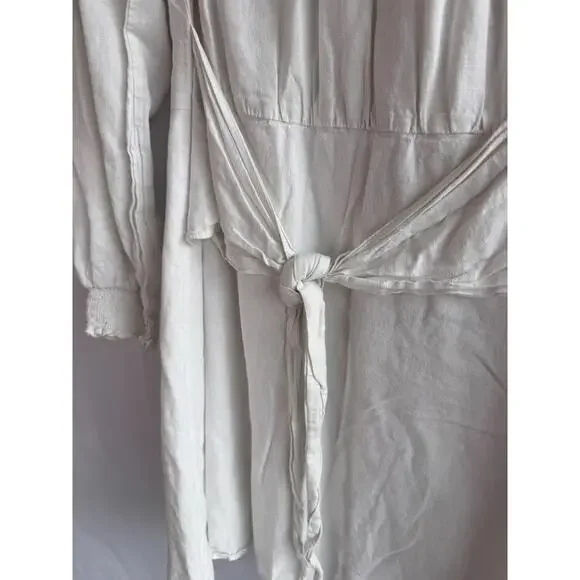 Michael Kors White Linen Tie Front Dress Size M with Zipper Chipping - Picture 9 of 11